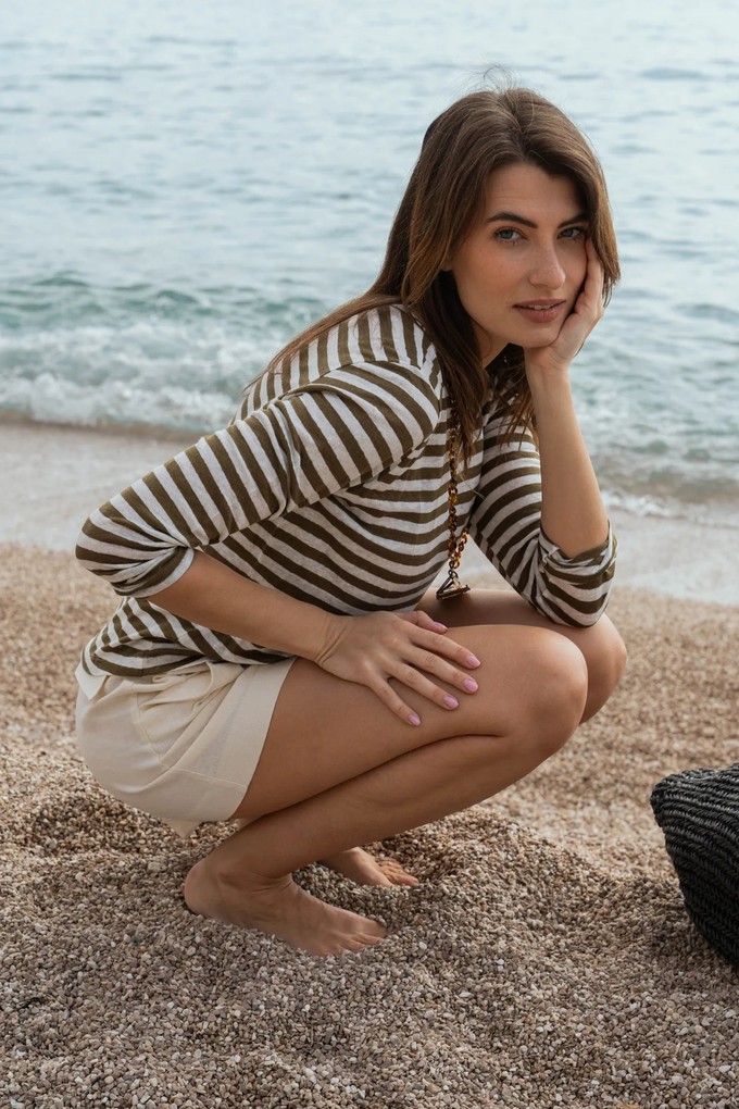 Long Sleeve Striped Linen T-shirt from Lavender Hill Clothing