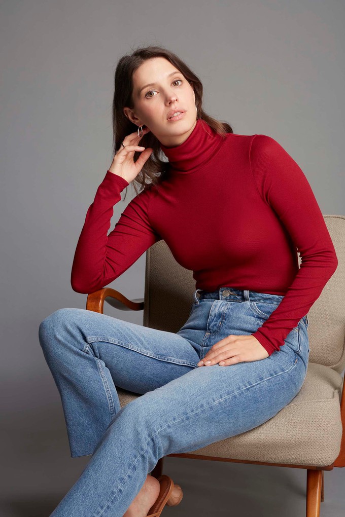 Silk Rib Roll Neck Top from Lavender Hill Clothing