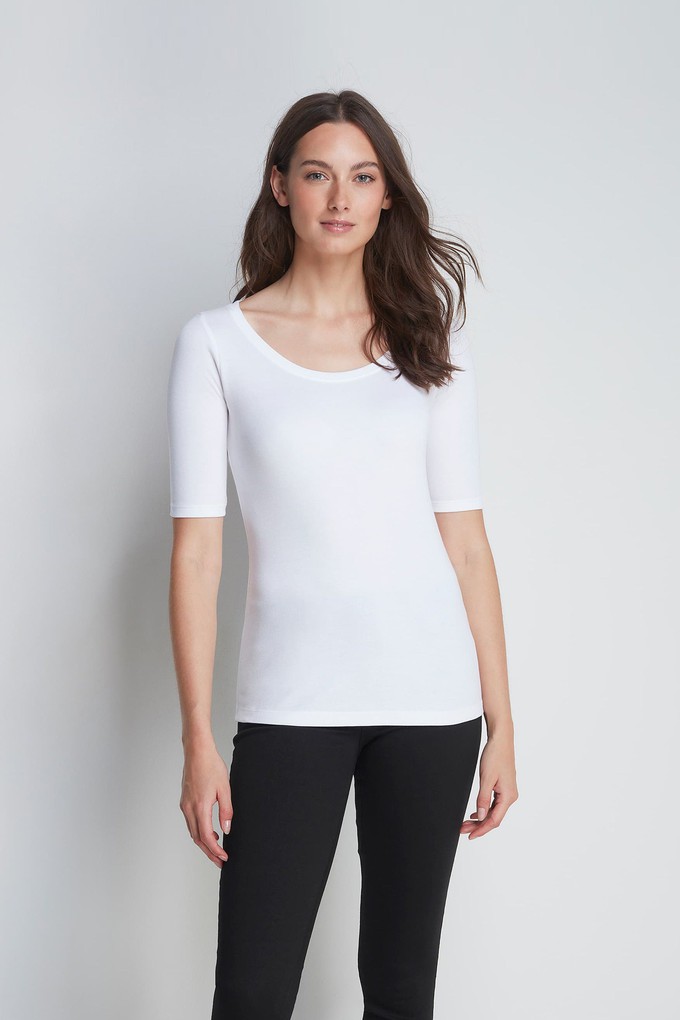 Half Sleeve Scoop Neck Cotton Modal Blend T-Shirt from Lavender Hill Clothing