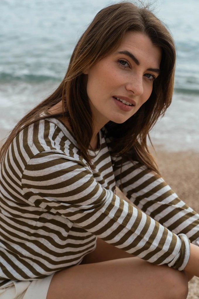 Long Sleeve Striped Linen T-shirt from Lavender Hill Clothing