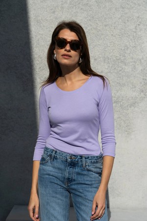 3/4 Sleeve Scoop Neck Cotton Modal Blend T-Shirt from Lavender Hill Clothing
