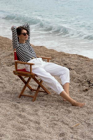 Long Sleeve Striped Linen T-shirt from Lavender Hill Clothing