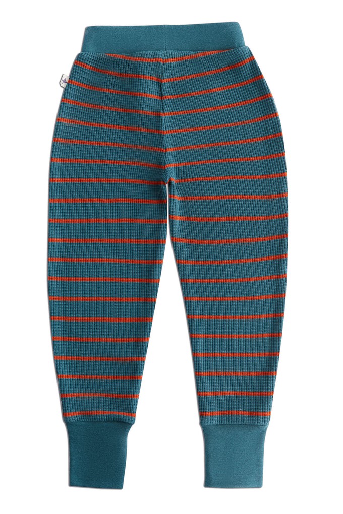 2879 WS | Waffle Knit Kids Pant - Fir/Tabasco from Leela Cotton