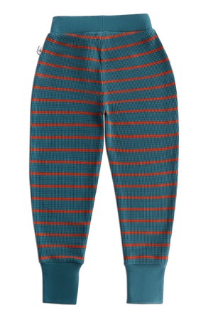 2879 WS | Waffle Knit Kids Pant - Fir/Tabasco from Leela Cotton