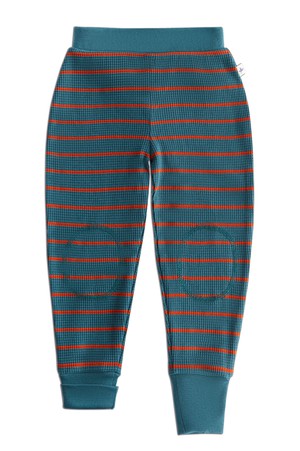 2879 WS | Waffle Knit Kids Pant - Fir/Tabasco from Leela Cotton