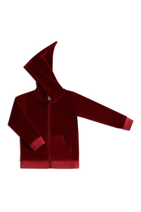 2694 BO | Kids Jacket with pointy hood - Bordeaux from Leela Cotton