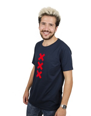 XXX Amsterdam T-shirt - Navy (Red Suede) from Loenatix