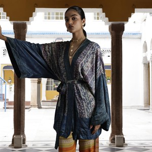If Saris Could Talk Kimono- Indigo Overdye C from Loft & Daughter