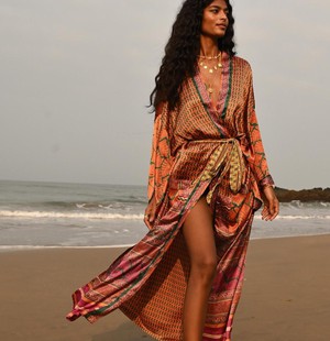 If Saris Could Talk Maxi Kimono- Garden of Eden from Loft & Daughter