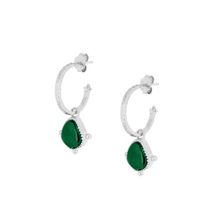 Soul Stone Hoops Green Onyx Silver from Loft & Daughter