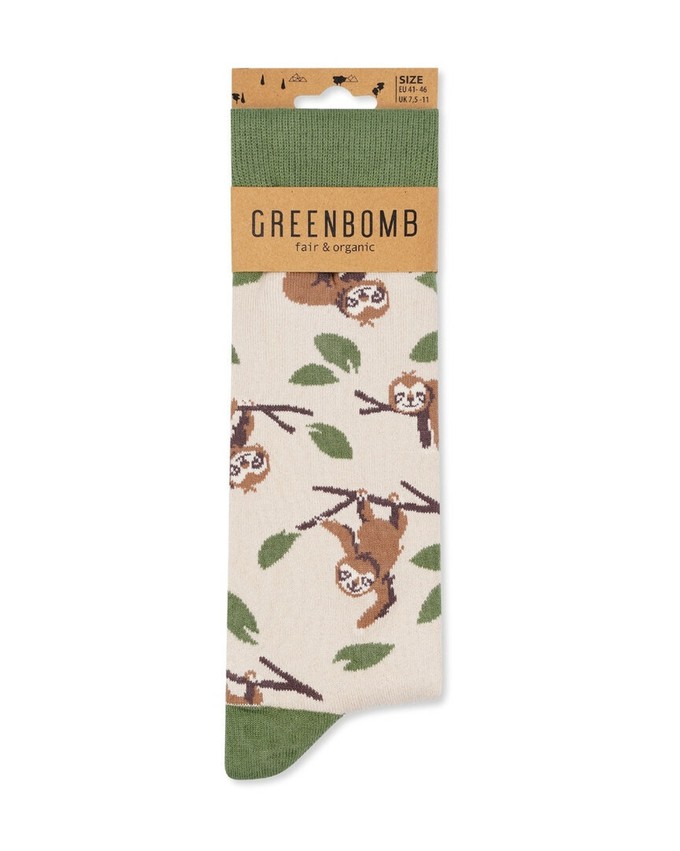 Greenbomb sokken met luiaards - beige from Lotika