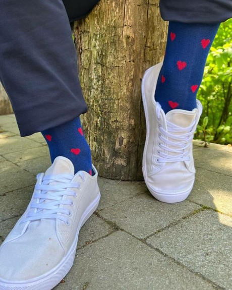 Swole Panda bamboe sokken heren hartjes - navy €11,95