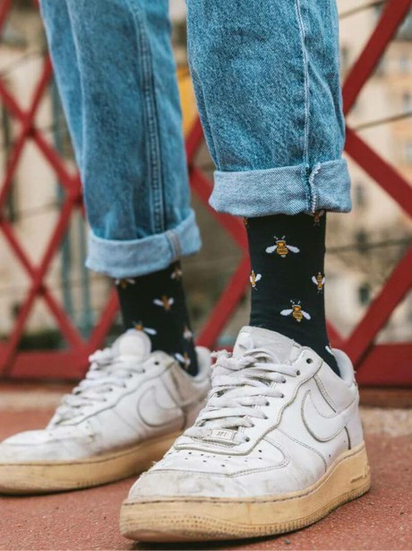 Swole Panda - bamboe sokken bijen - navy €11,95