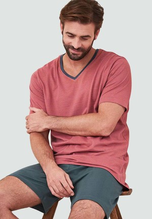 Living crafts heren pyjama set katoen Carl - asphalt / cayenne from Lotika