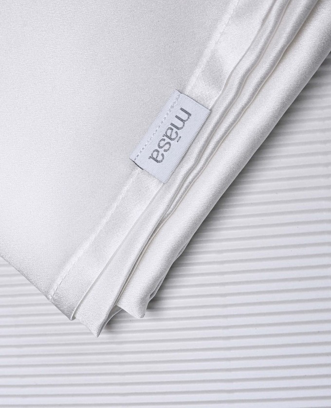 White Silk Satin Pillowcase set from Māsa Organic