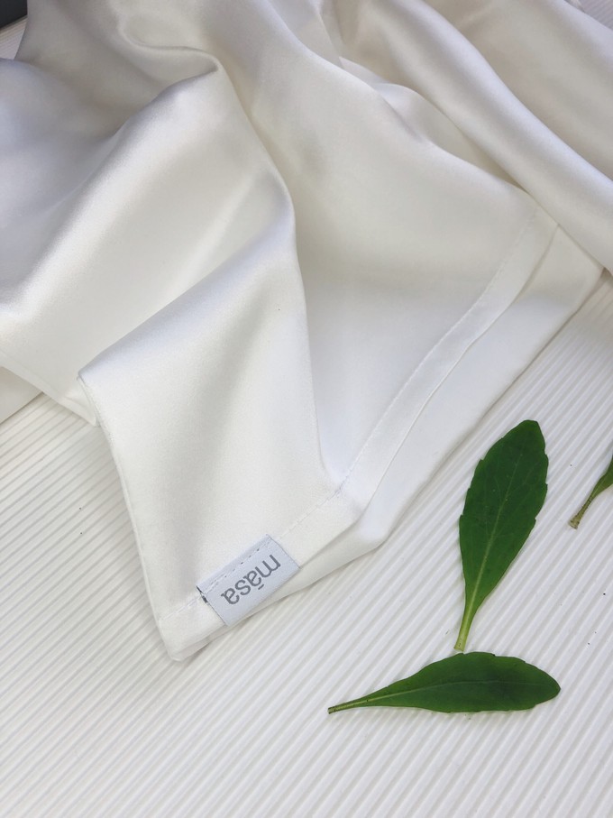 Organic Silk Satin & Eco Modal Pillowcase in Pearl White from Māsa Organic