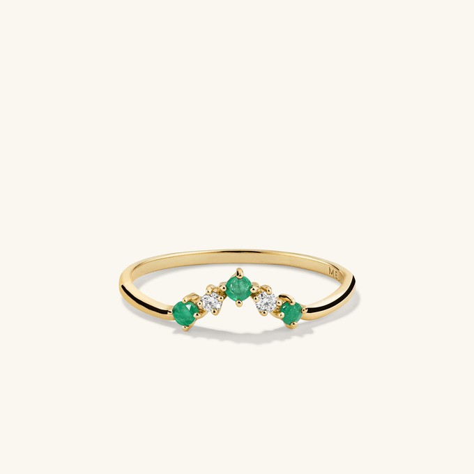 Emerald and Diamond Wishbone Ring from Mejuri
