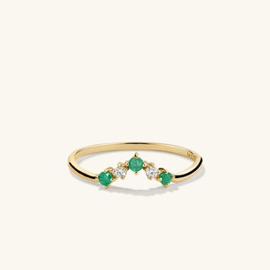 Emerald and Diamond Wishbone Ring from Mejuri