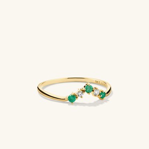 Emerald and Diamond Wishbone Ring from Mejuri