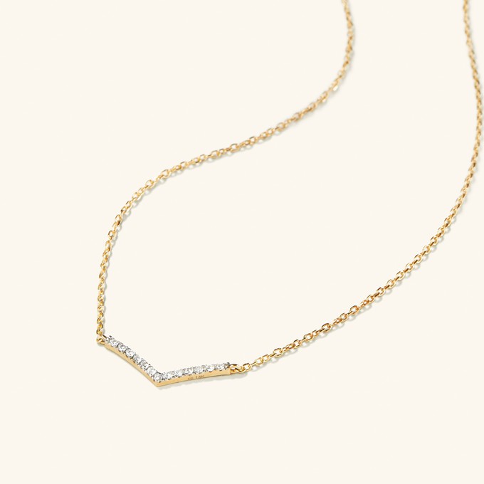PavÃ© Diamond Wishbone Necklace from Mejuri