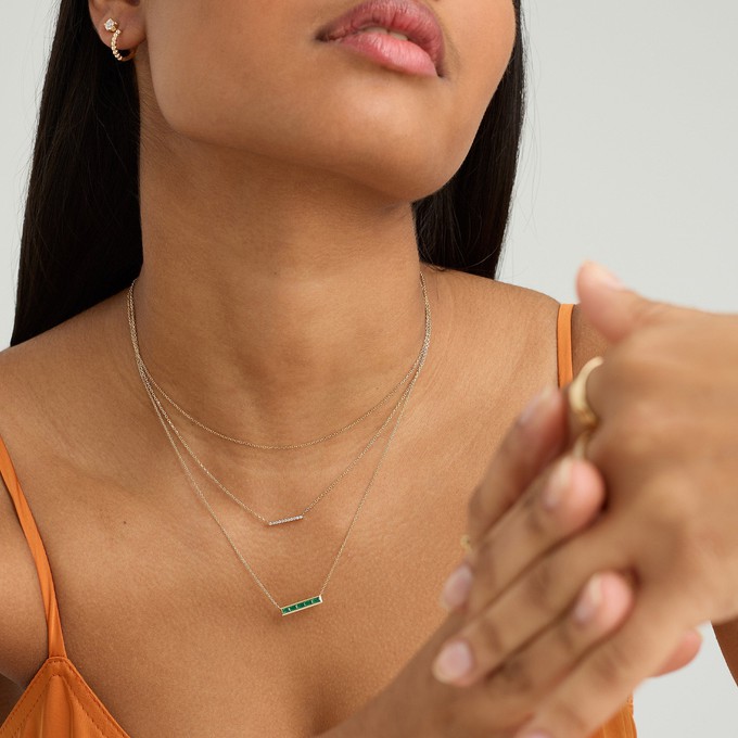 Baguette Emerald Bar Necklace from Mejuri