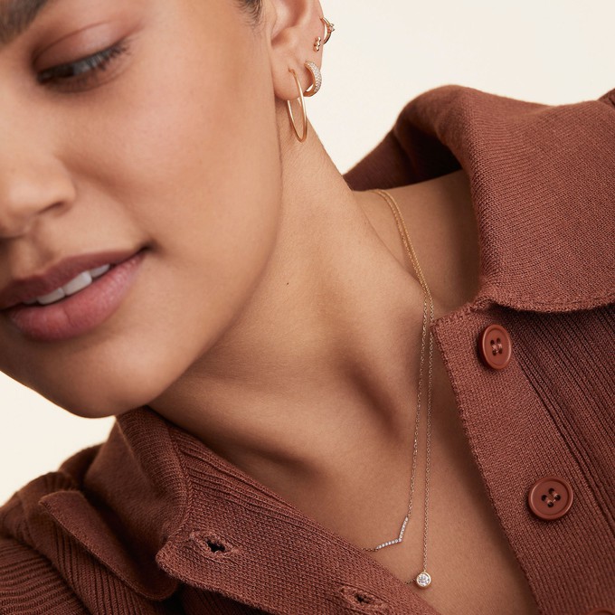 PavÃ© Diamond Wishbone Necklace from Mejuri