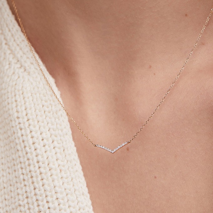 PavÃ© Diamond Wishbone Necklace from Mejuri