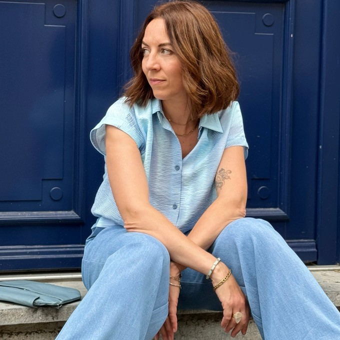 Summer blouse Sky print from Mon Col Anvers