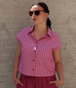 Summer blouse Pink stripe from Mon Col Anvers