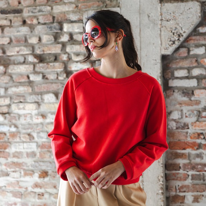 Sweater Soft red Organic cotton from Mon Col Anvers