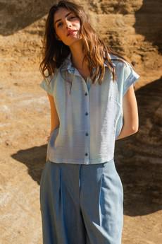 Summer blouse Sky print via Mon Col Anvers