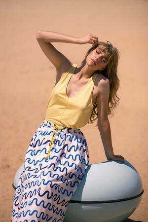Sage midi skirt Waves Organic cotton - Last size: 36 from Mon Col Anvers