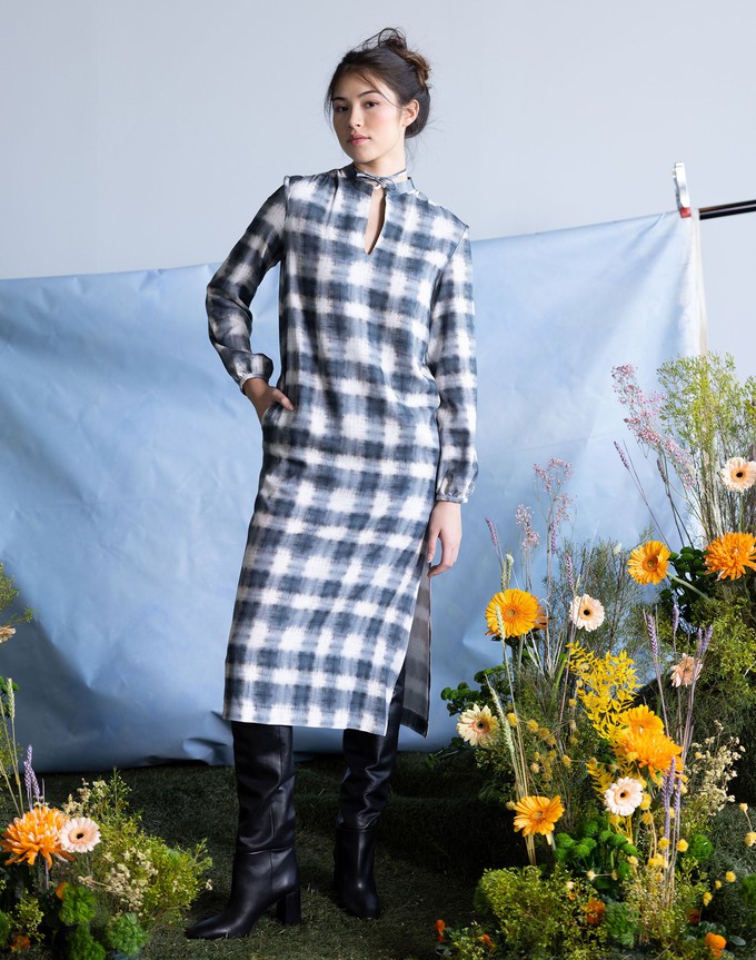 Sol dress Black checks EcoVero from Mon Col Anvers