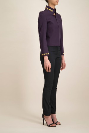 BLACK GABARDINE FITTED PANTS from MONIQUE SINGH