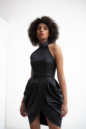 FAUX LEATHER MIDI COCKTAIL DRESS from MONIQUE SINGH