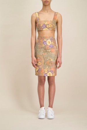 ETHEREAL FLORAL JACQUARD PENCIL SKIRT from MONIQUE SINGH