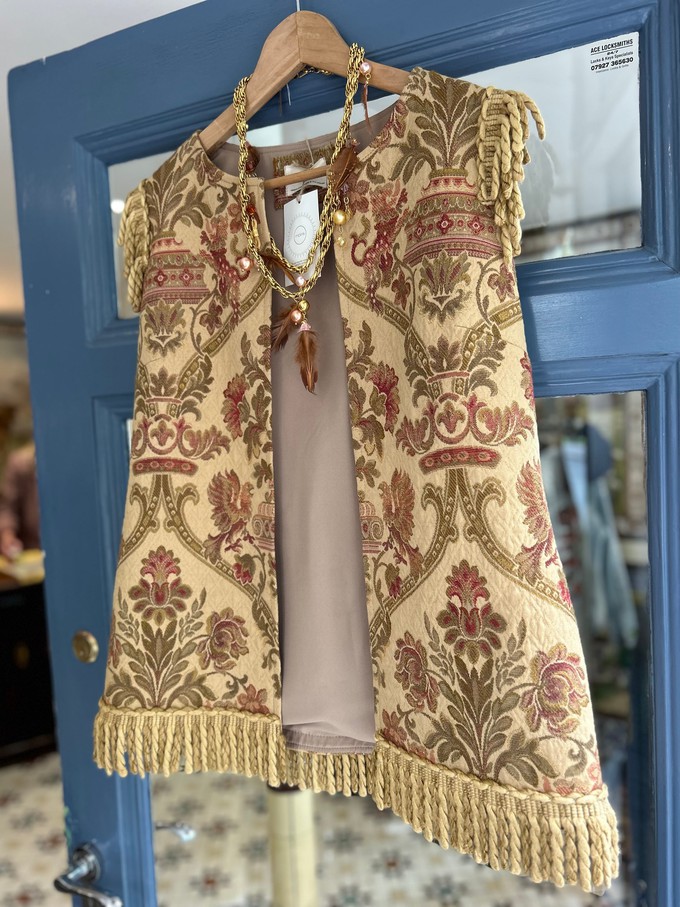 Upcycled Tapestry fringe waistcoat Jacket from MPIRA
