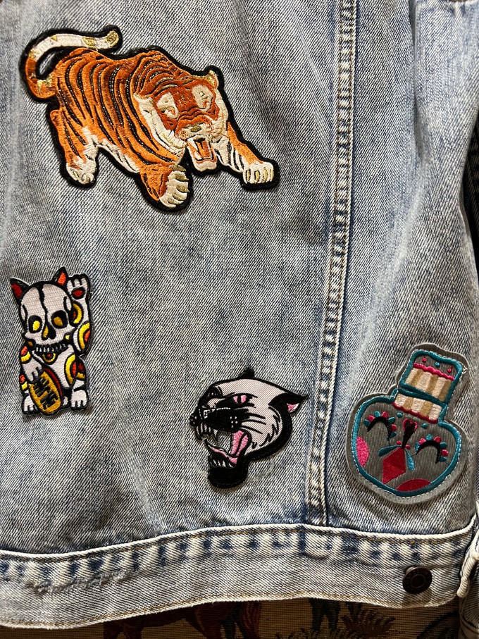Upcycled Denim Jacket With Badges from MPIRA Upcycled Denim Jacket With Badges from MPIRA