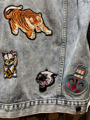 Upcycled Denim Jacket With Badges from MPIRA Upcycled Denim Jacket With Badges from MPIRA