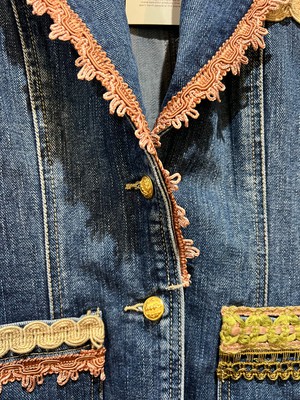 Upcycled Denim Blazer With Vintage Trims from MPIRA