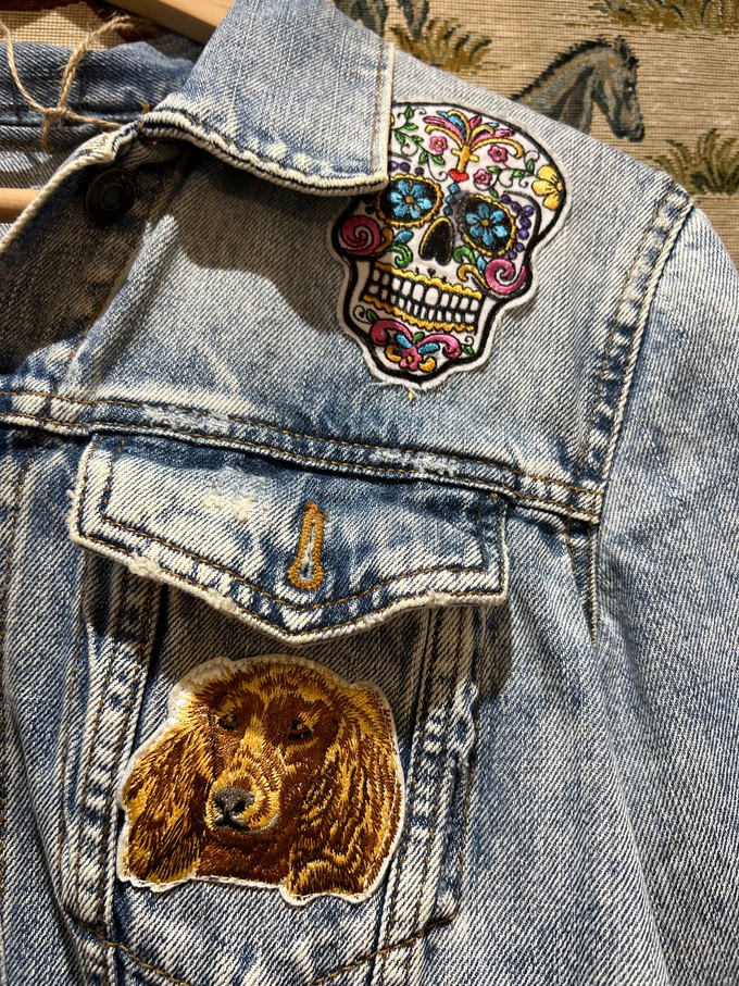 Upcycled Denim Jacket With Badges from MPIRA Upcycled Denim Jacket With Badges from MPIRA