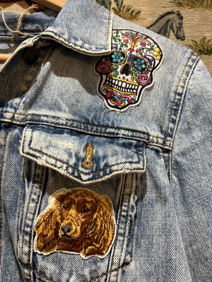 Upcycled Denim Jacket With Badges from MPIRA Upcycled Denim Jacket With Badges from MPIRA