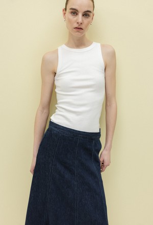 Mae Panel Skirt - Stone Indigo from Mud Jeans