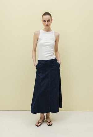 Mae Panel Skirt - Stone Indigo from Mud Jeans