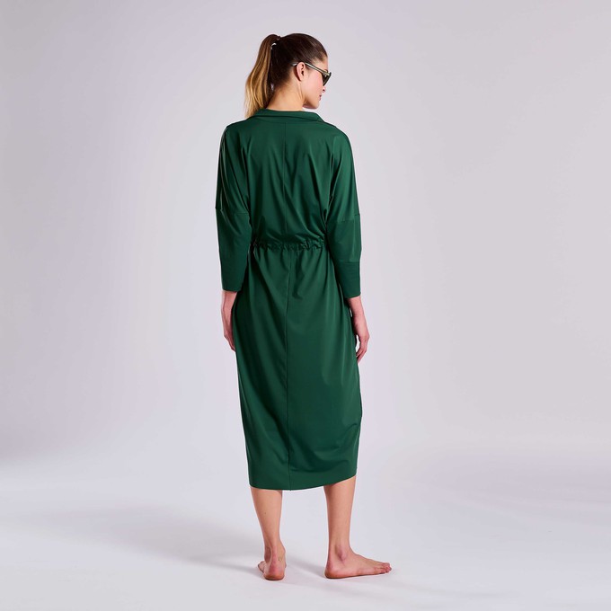 green oversized shirt dress Lime Green Oversized Shirt Dress with Gathered Waist & Ruffle Hem main image 1