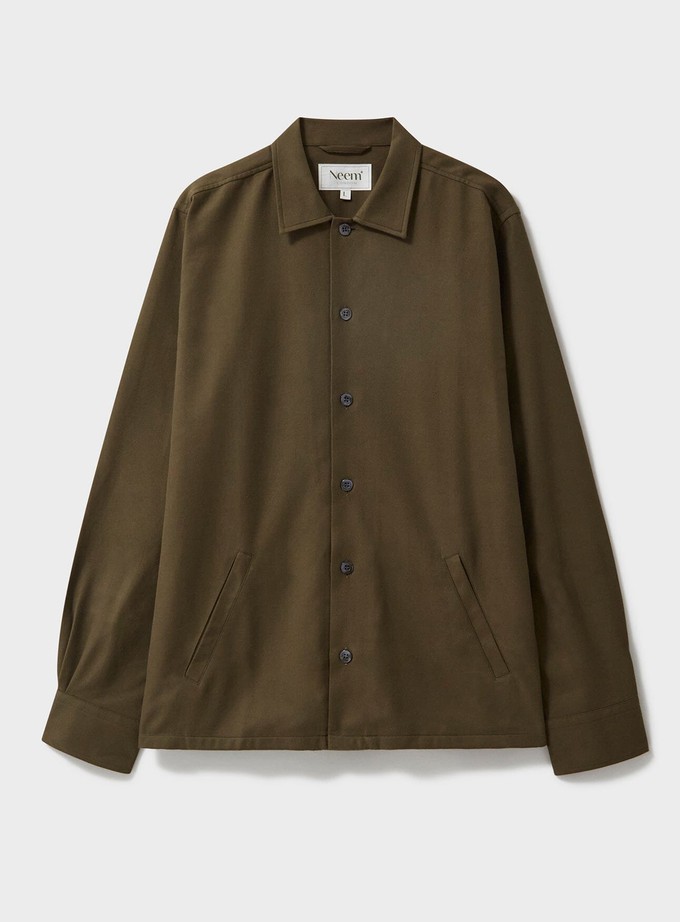 Regenerative Cotton Flannel Dorset Moss St James Overshirt from Neem London