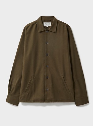 Regenerative Cotton Flannel Dorset Moss St James Overshirt from Neem London