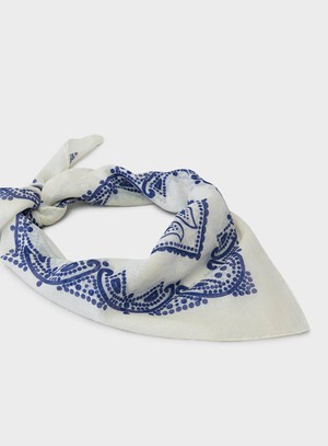 Cotton & Cashmere White Como Print Neem Bandana from Neem London