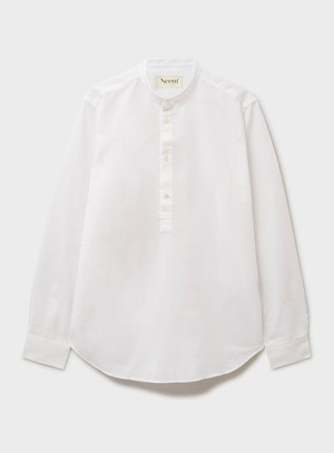 Recycled White Popover Nehru Collar Shirt from Neem London