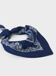 Cotton & Cashmere Navy Como Print Neem Bandana via Neem London